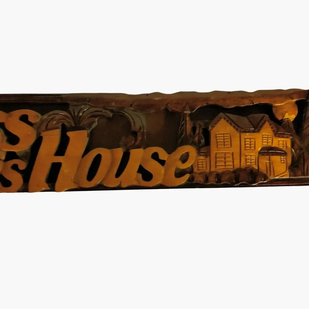 Bless This House O Lord Wooden Wall Decor Plaque Brown Rustic Cabin Spiritual